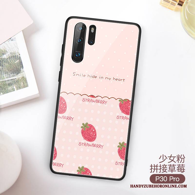 Hülle Huawei P30 Pro Glas Pulver, Case Huawei P30 Pro Rosa Netto Rot