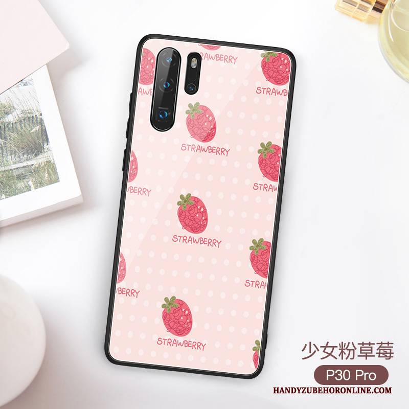 Hülle Huawei P30 Pro Glas Pulver, Case Huawei P30 Pro Rosa Netto Rot