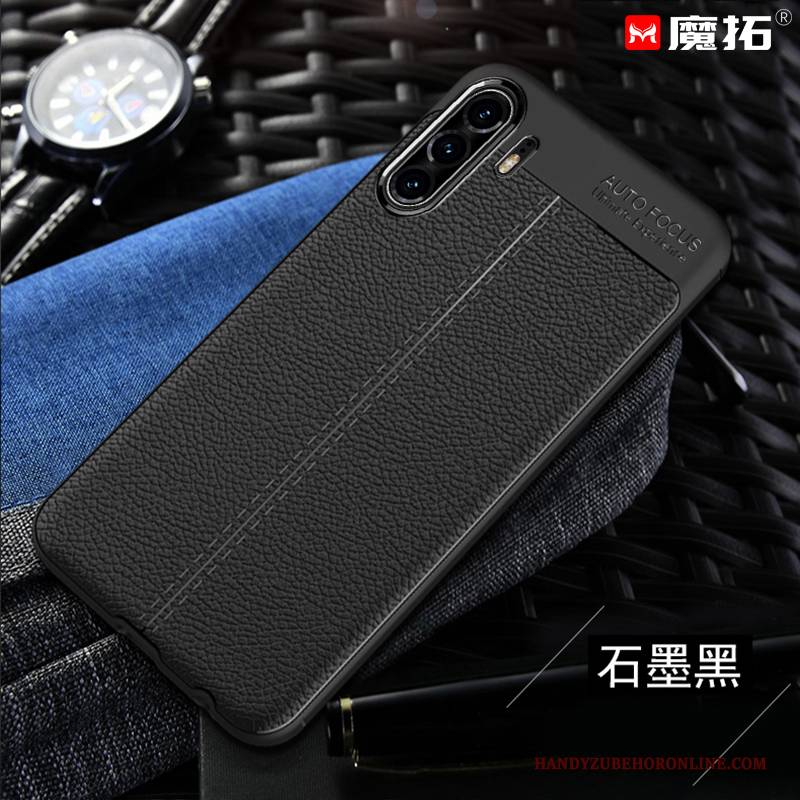 Hülle Huawei P30 Pro Lederhülle Anti-sturz Neu, Case Huawei P30 Pro Weiche Schwarz Einfarbig