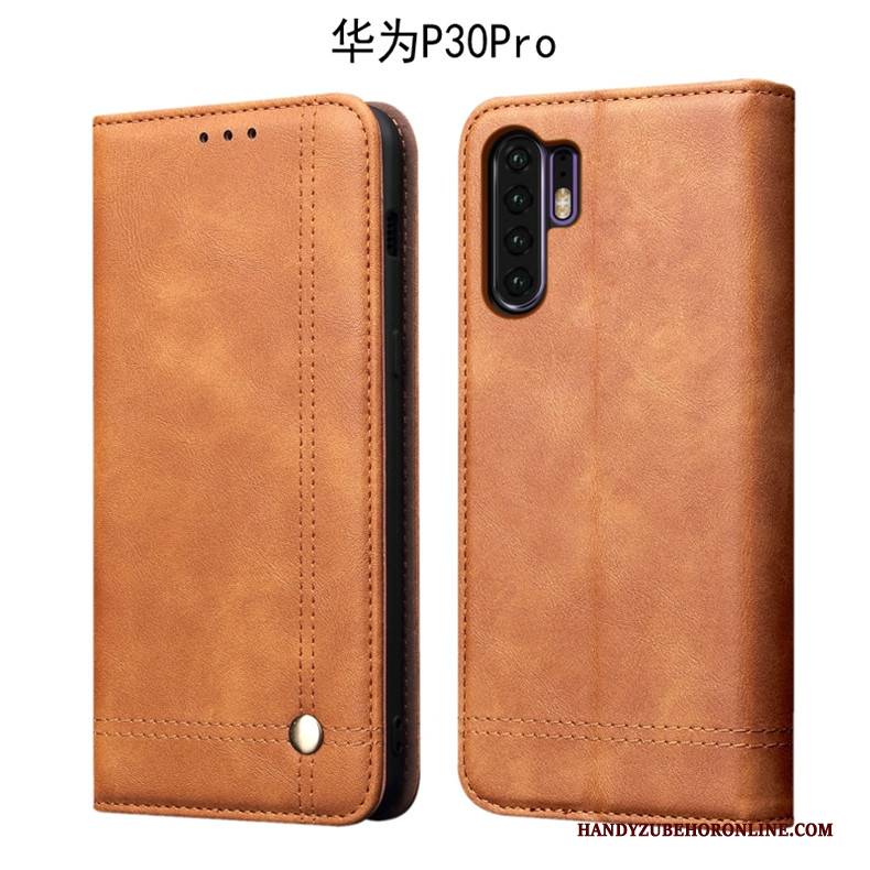 Hülle Huawei P30 Pro Retro Anti-sturz Dunkel, Case Huawei P30 Pro Folio Handyhüllen