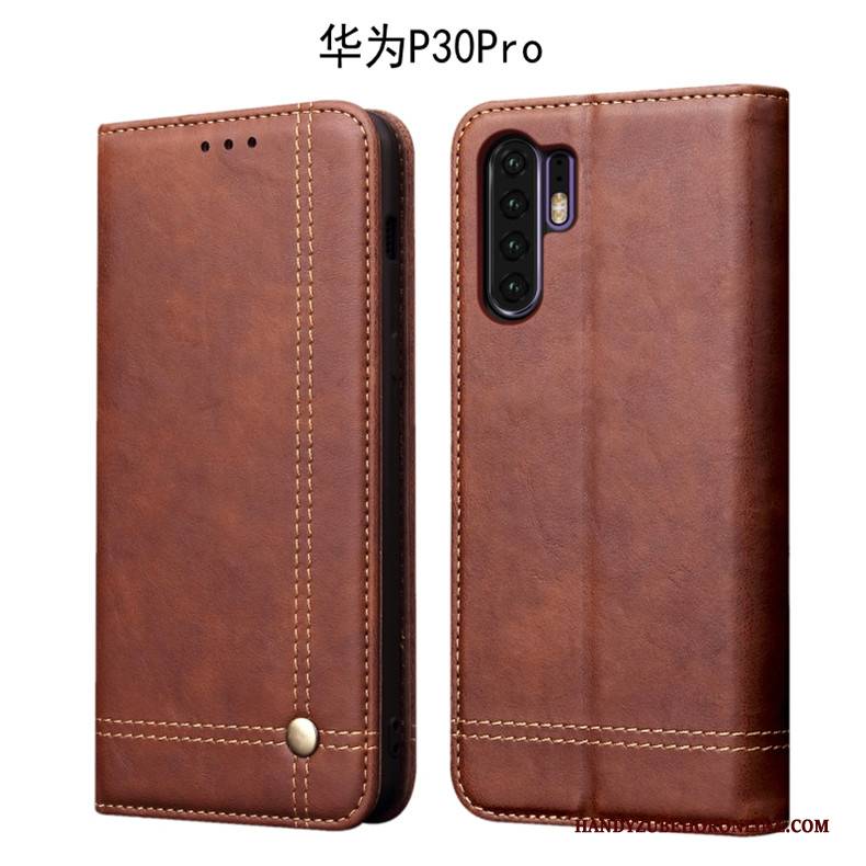 Hülle Huawei P30 Pro Retro Anti-sturz Dunkel, Case Huawei P30 Pro Folio Handyhüllen