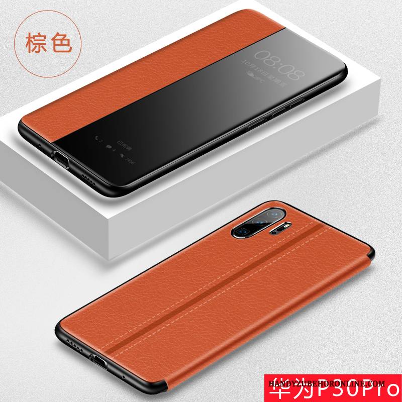 Hülle Huawei P30 Pro Schutz Membran Handyhüllen, Case Huawei P30 Pro Lederhülle Anti-sturz Temperieren