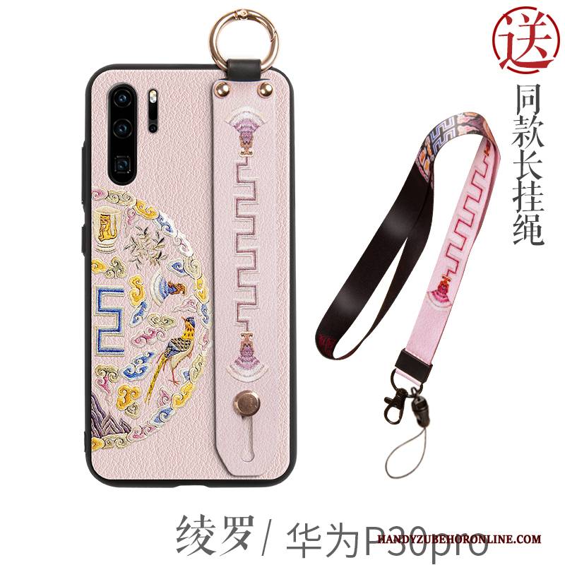 Hülle Huawei P30 Pro Silikon Hängende Verzierungen Lila, Case Huawei P30 Pro Halterung Chinesische Art Anti-sturz