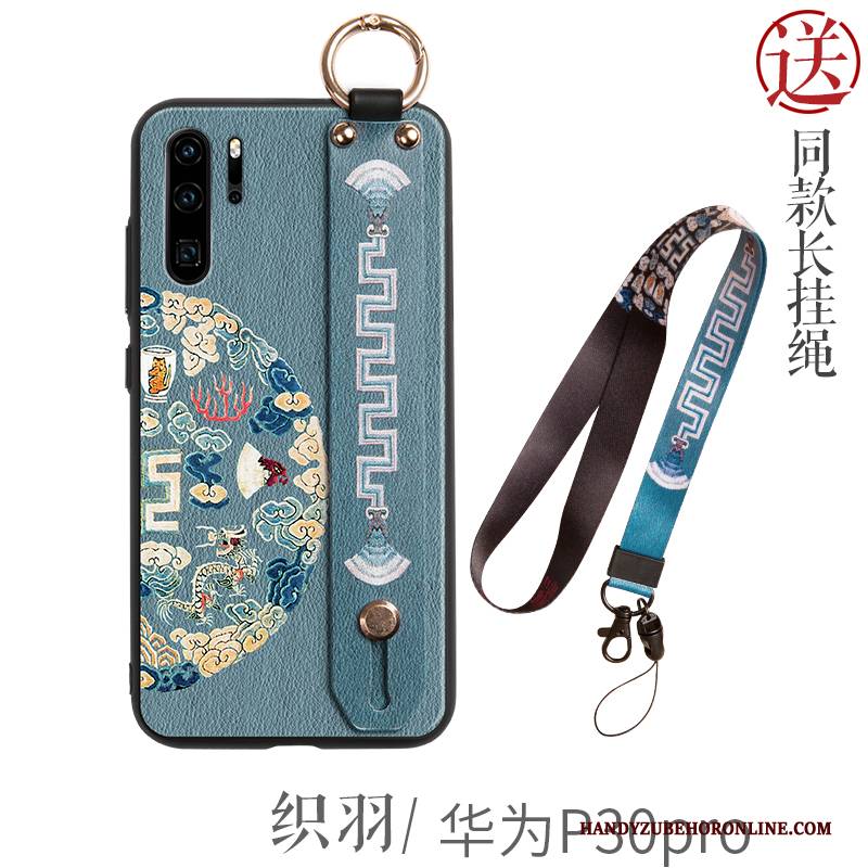 Hülle Huawei P30 Pro Silikon Hängende Verzierungen Lila, Case Huawei P30 Pro Halterung Chinesische Art Anti-sturz