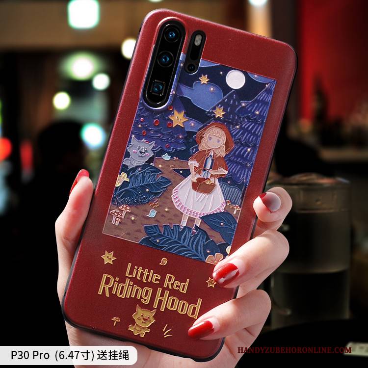 Hülle Huawei P30 Pro Silikon Persönlichkeit Nette, Case Huawei P30 Pro Kreativ Rot Schlank