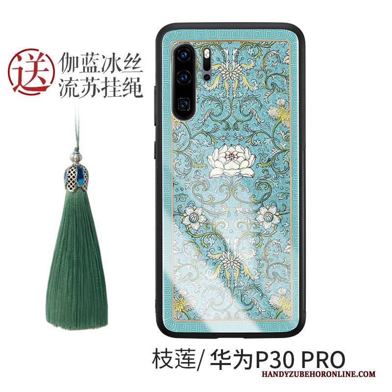 Hülle Huawei P30 Pro Taschen Glas Grün, Case Huawei P30 Pro Kreativ Anti-sturz Trend