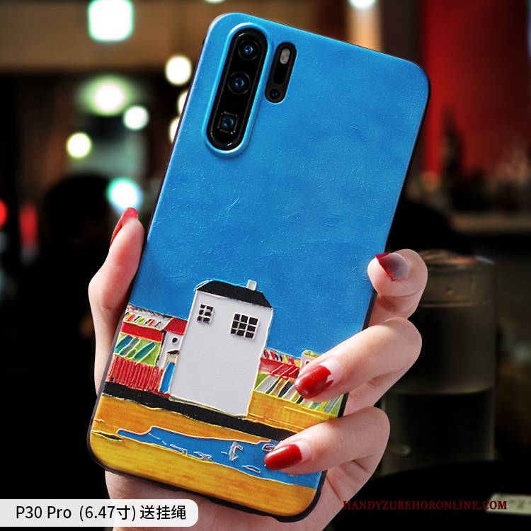 Hülle Huawei P30 Pro Taschen Schlank Handyhüllen, Case Huawei P30 Pro Mode Gelb Ölgemälde