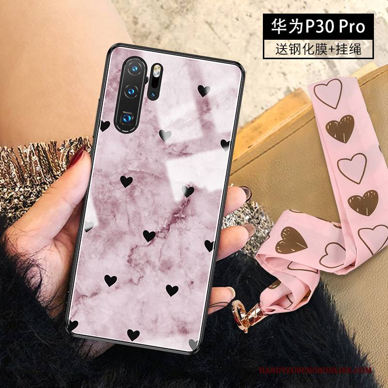 Hülle Huawei P30 Pro Taschen Trendmarke Glas, Case Huawei P30 Pro Silikon Lila Elegante