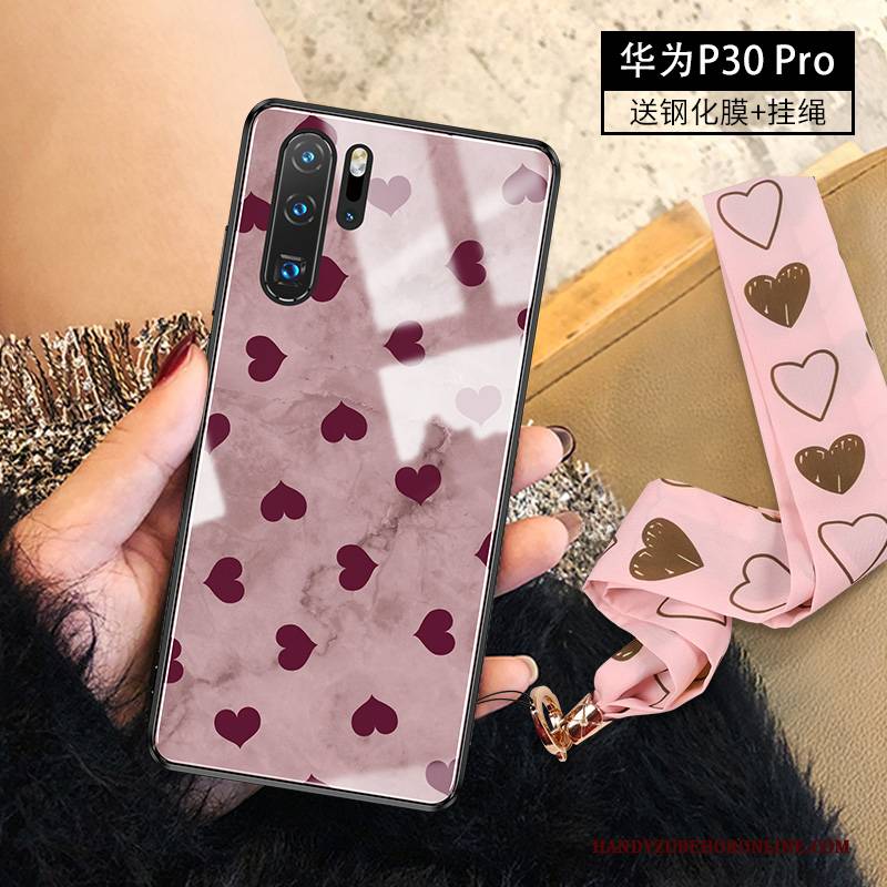 Hülle Huawei P30 Pro Taschen Trendmarke Glas, Case Huawei P30 Pro Silikon Lila Elegante