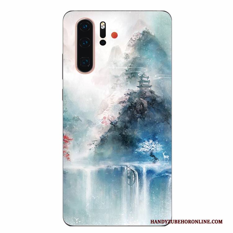 Hülle Huawei P30 Pro Weiche Persönlichkeit Wind, Case Huawei P30 Pro Silikon Grün Kunst