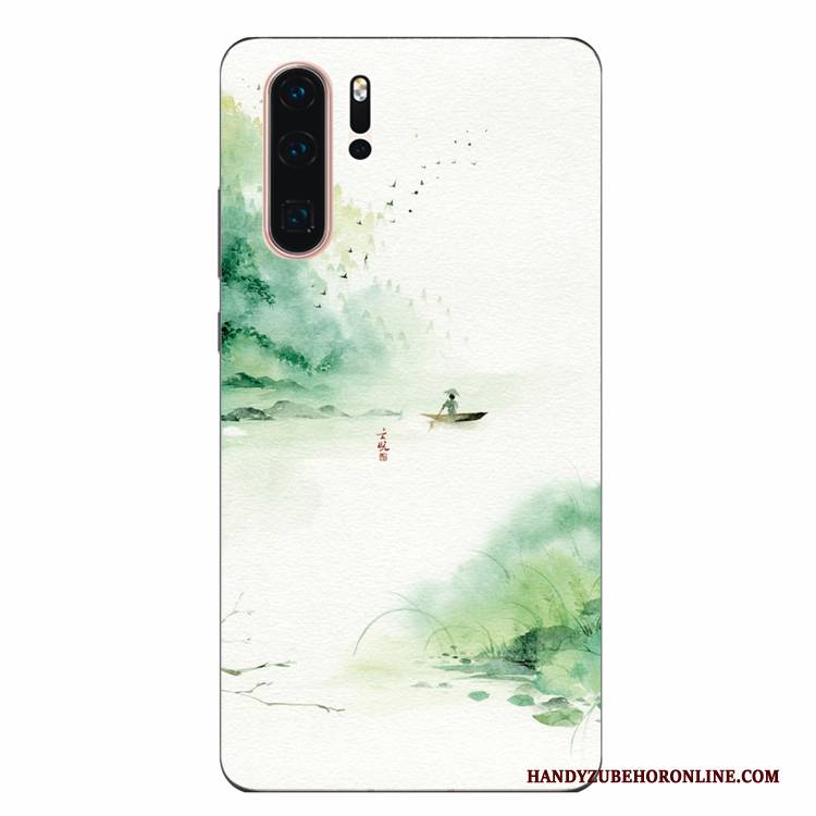 Hülle Huawei P30 Pro Weiche Persönlichkeit Wind, Case Huawei P30 Pro Silikon Grün Kunst