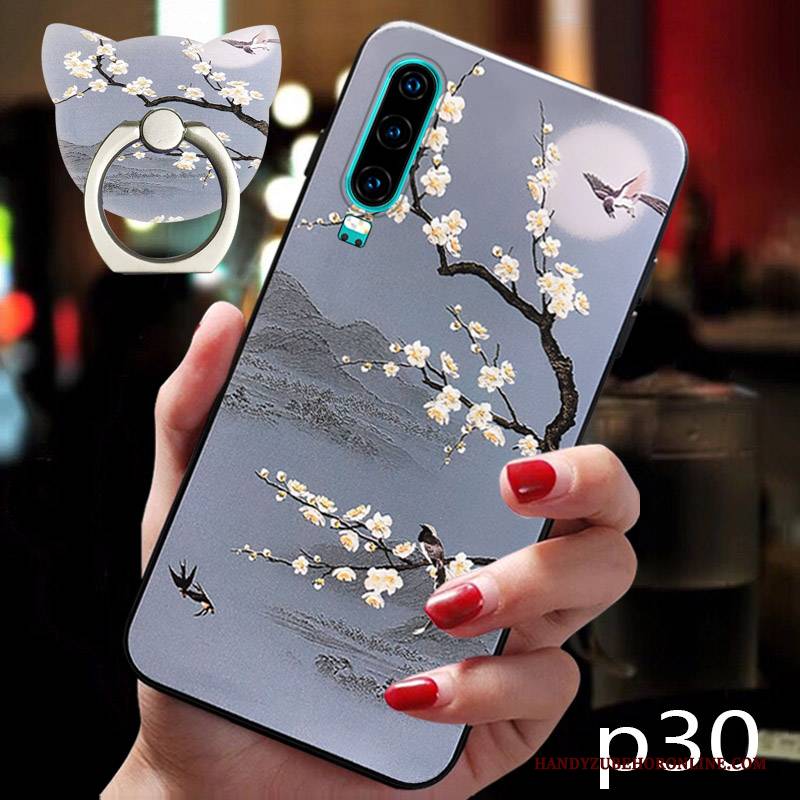 Hülle Huawei P30 Retro Liebhaber Trendmarke, Case Huawei P30 Taschen Blau Neu