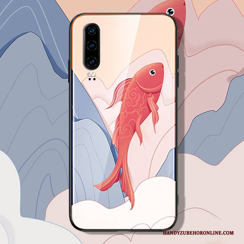 Hülle Huawei P30 Schutz Anti-sturz Grün, Case Huawei P30 Taschen Trend Glas