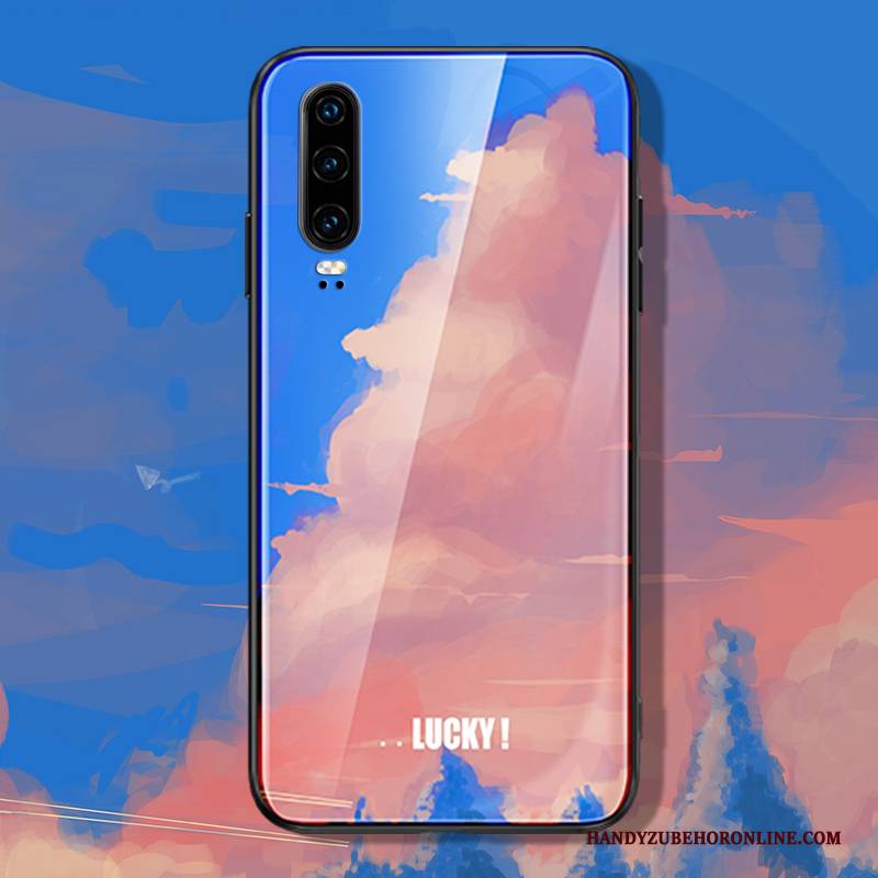 Hülle Huawei P30 Schutz Anti-sturz Grün, Case Huawei P30 Taschen Trend Glas