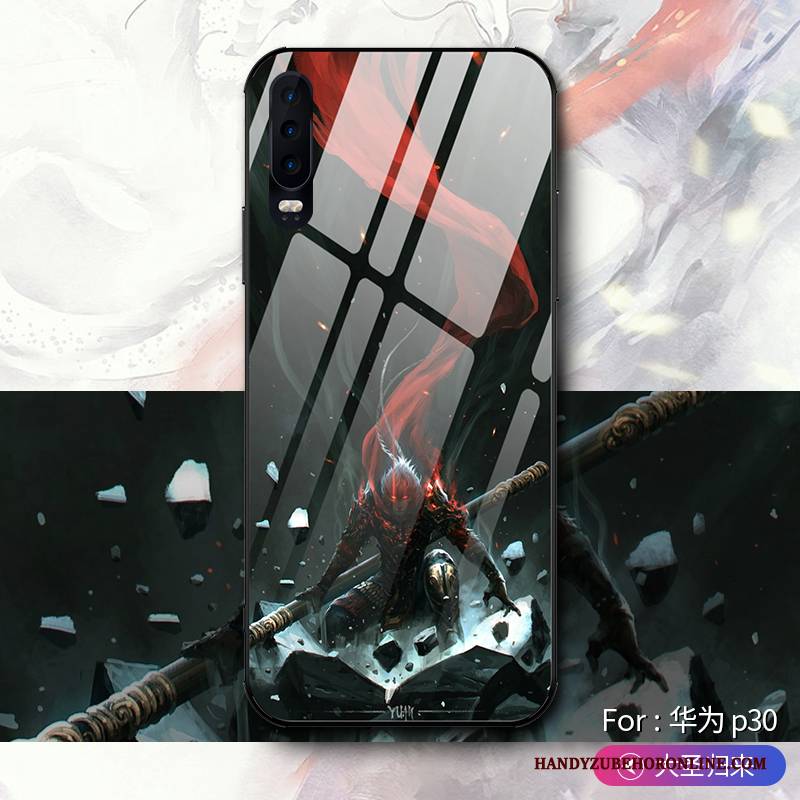 Hülle Huawei P30 Silikon Neu Chinesische Art, Case Huawei P30 Taschen Schwer Glas