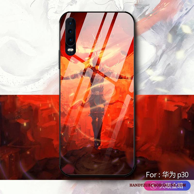 Hülle Huawei P30 Silikon Neu Chinesische Art, Case Huawei P30 Taschen Schwer Glas