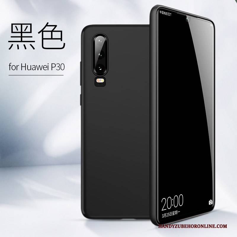 Hülle Huawei P30 Silikon Schwarz Trend, Case Huawei P30 Taschen Anti-sturz Handyhüllen