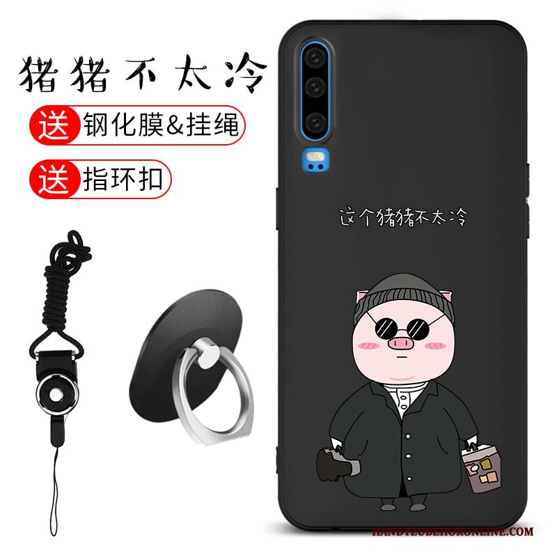 Hülle Huawei P30 Taschen Handyhüllen Nubuck, Case Huawei P30 Kreativ Leicht Schwarz