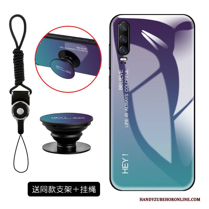 Hülle Huawei P30 Taschen Spiegel Gehärtetes Glas, Case Huawei P30 Kreativ Handyhüllen Lila