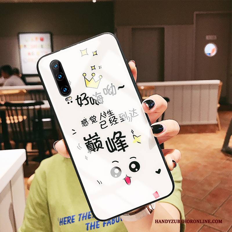 Hülle Huawei P30 Weiche Spiegel Handyhüllen, Case Huawei P30 Karikatur Glas Anti-sturz