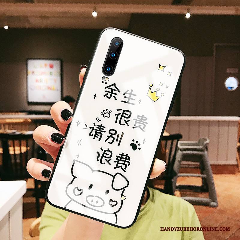 Hülle Huawei P30 Weiche Spiegel Handyhüllen, Case Huawei P30 Karikatur Glas Anti-sturz