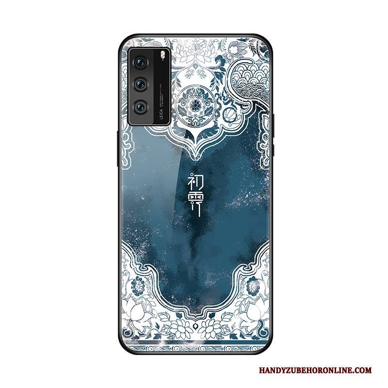 Hülle Huawei P40 Kreativ Blau Netto Rot, Case Huawei P40 Schutz Spiegel Chinesische Art