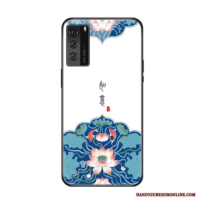 Hülle Huawei P40 Kreativ Blau Netto Rot, Case Huawei P40 Schutz Spiegel Chinesische Art