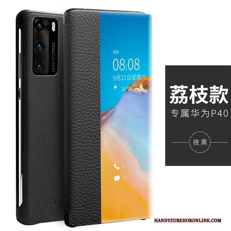 Hülle Huawei P40 Leder Kuh Handyhüllen, Case Huawei P40 Taschen High-end Neu