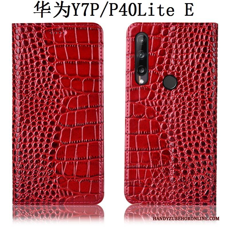 Hülle Huawei P40 Lite E Taschen Anti-sturz Handyhüllen, Case Huawei P40 Lite E Folio Krokodilmuster Rot