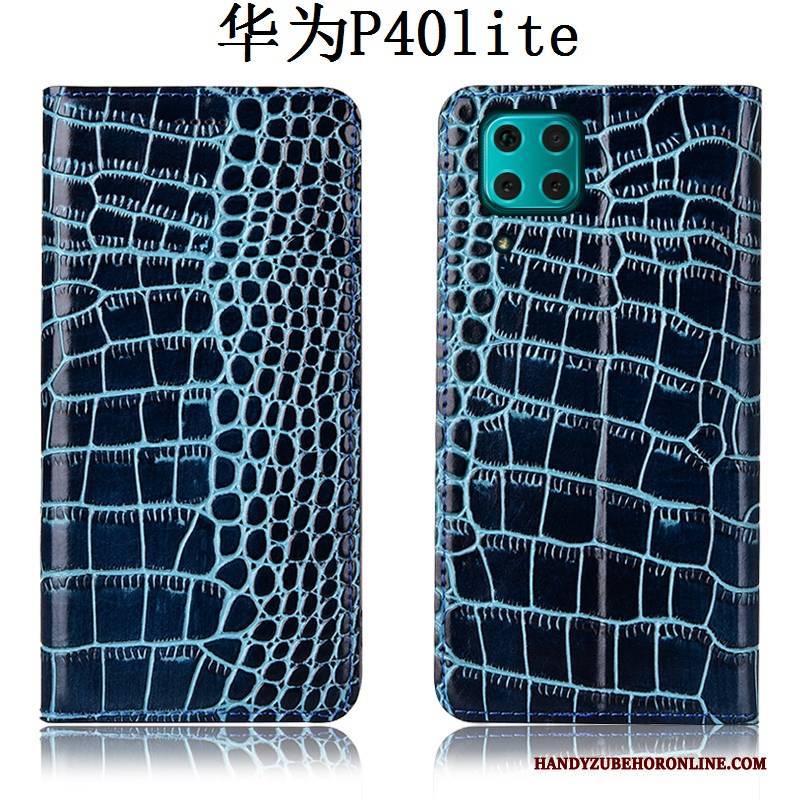 Hülle Huawei P40 Lite Folio Krokodilmuster Handyhüllen, Case Huawei P40 Lite Lederhülle