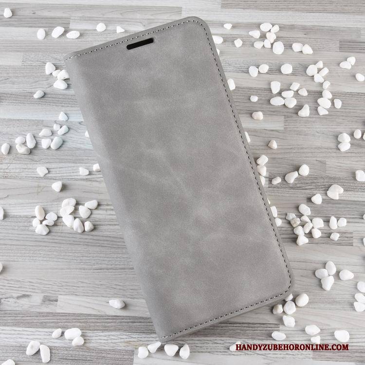 Hülle Huawei P40 Lite Geldbörse Business Handyhüllen, Case Huawei P40 Lite Folio Grau Karte