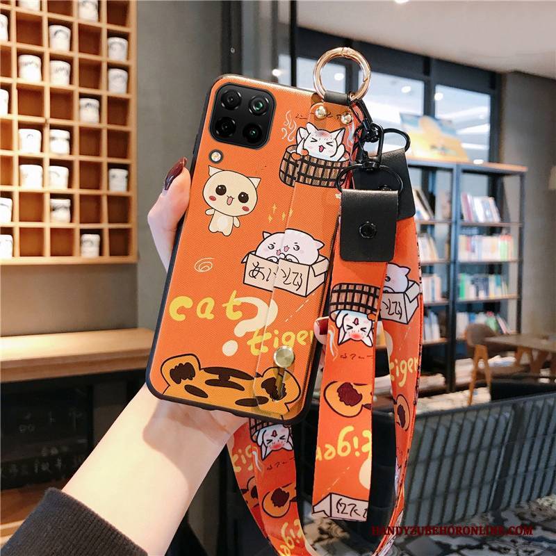 Hülle Huawei P40 Lite Karikatur Hängende Verzierungen Handyhüllen, Case Huawei P40 Lite Silikon Orange Netto Rot