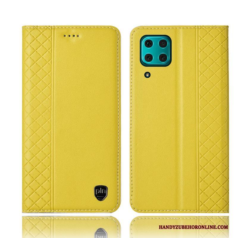 Hülle Huawei P40 Lite Leder Handyhüllen Anti-sturz, Case Huawei P40 Lite Folio Gelb