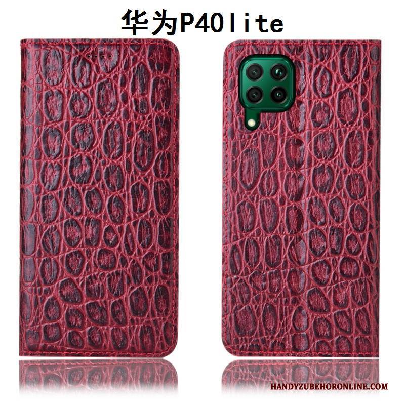 Hülle Huawei P40 Lite Lederhülle Anti-sturz Rot, Case Huawei P40 Lite Taschen Handyhüllen