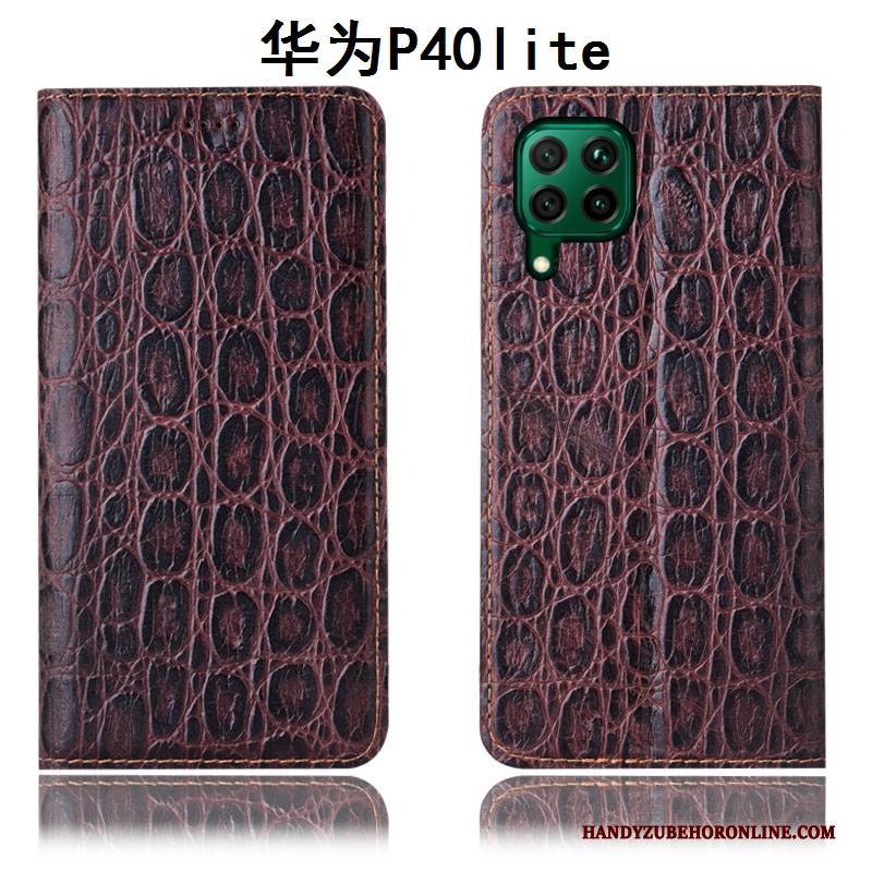 Hülle Huawei P40 Lite Lederhülle Anti-sturz Rot, Case Huawei P40 Lite Taschen Handyhüllen