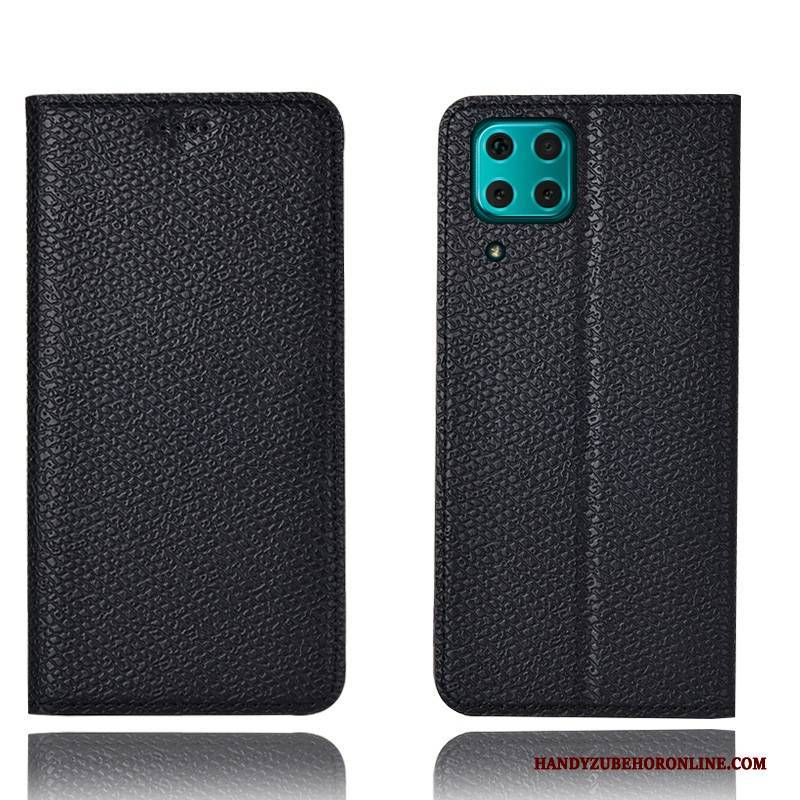 Hülle Huawei P40 Lite Lederhülle Handyhüllen Blau, Case Huawei P40 Lite Schutz Muster Mesh