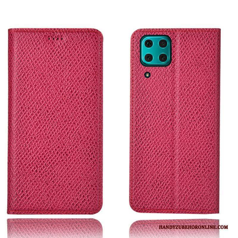 Hülle Huawei P40 Lite Lederhülle Handyhüllen Blau, Case Huawei P40 Lite Schutz Muster Mesh