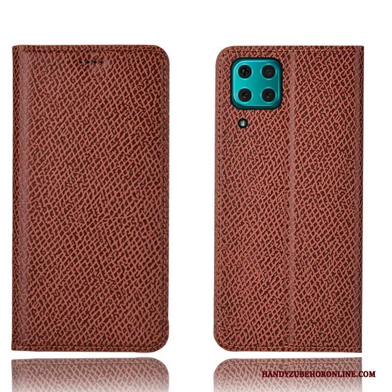 Hülle Huawei P40 Lite Lederhülle Handyhüllen Blau, Case Huawei P40 Lite Schutz Muster Mesh