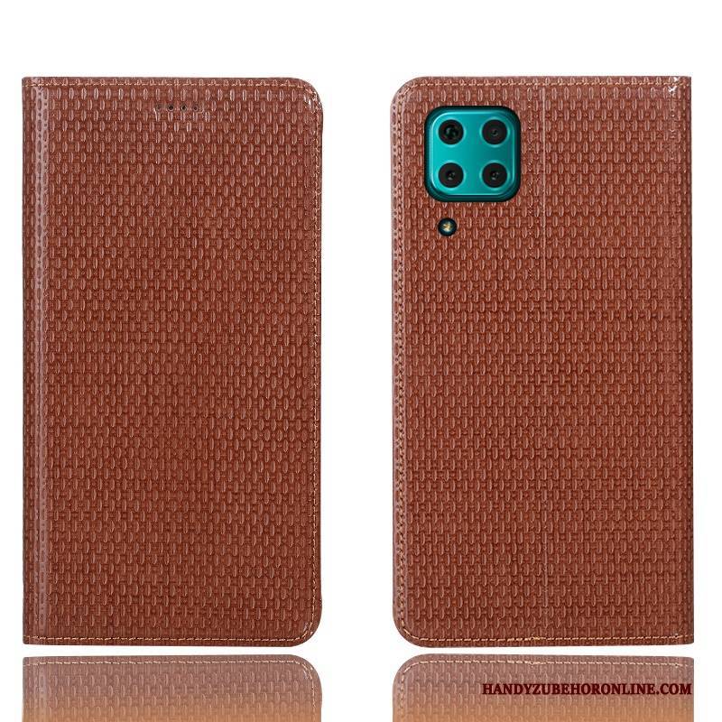 Hülle Huawei P40 Lite Lederhülle Muster Handyhüllen, Case Huawei P40 Lite Folio Schwarz