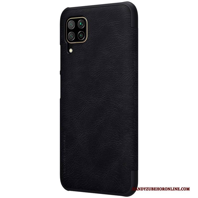 Hülle Huawei P40 Lite Lederhülle Schwarz Handyhüllen, Case Huawei P40 Lite Schutz