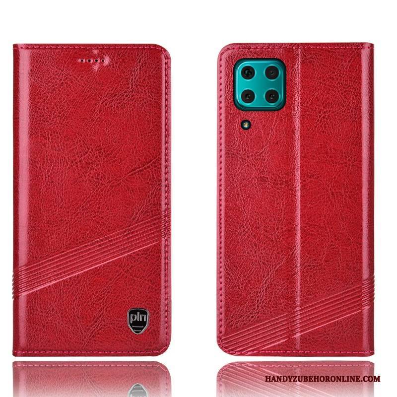 Hülle Huawei P40 Lite Schutz Anti-sturz Rot, Case Huawei P40 Lite Lederhülle Handyhüllen