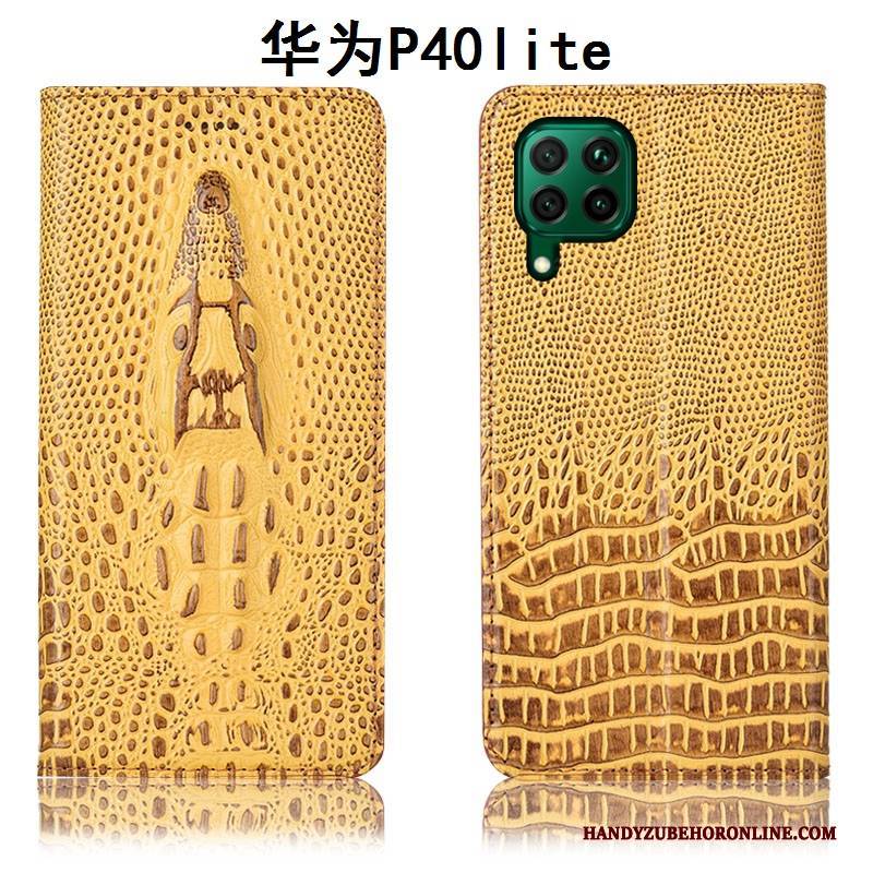 Hülle Huawei P40 Lite Schutz Gelb Handyhüllen, Case Huawei P40 Lite Lederhülle