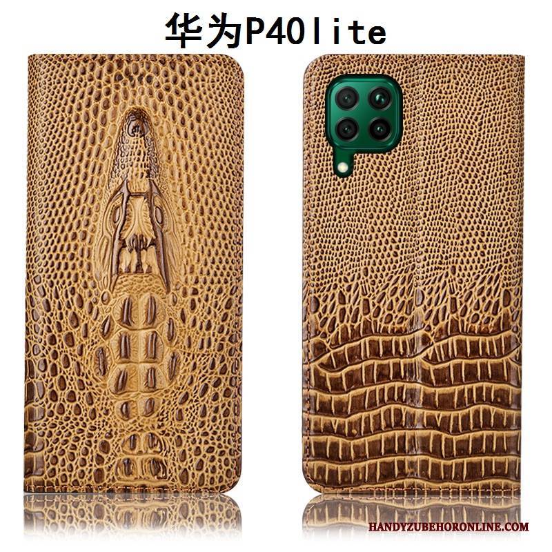 Hülle Huawei P40 Lite Schutz Gelb Handyhüllen, Case Huawei P40 Lite Lederhülle