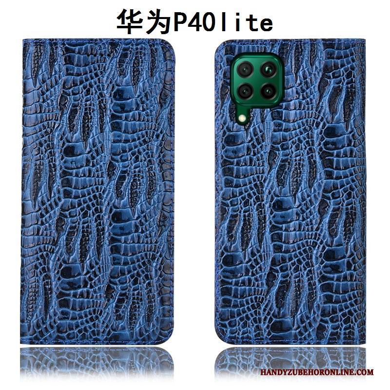 Hülle Huawei P40 Lite Schutz Handyhüllen Blau, Case Huawei P40 Lite Lederhülle