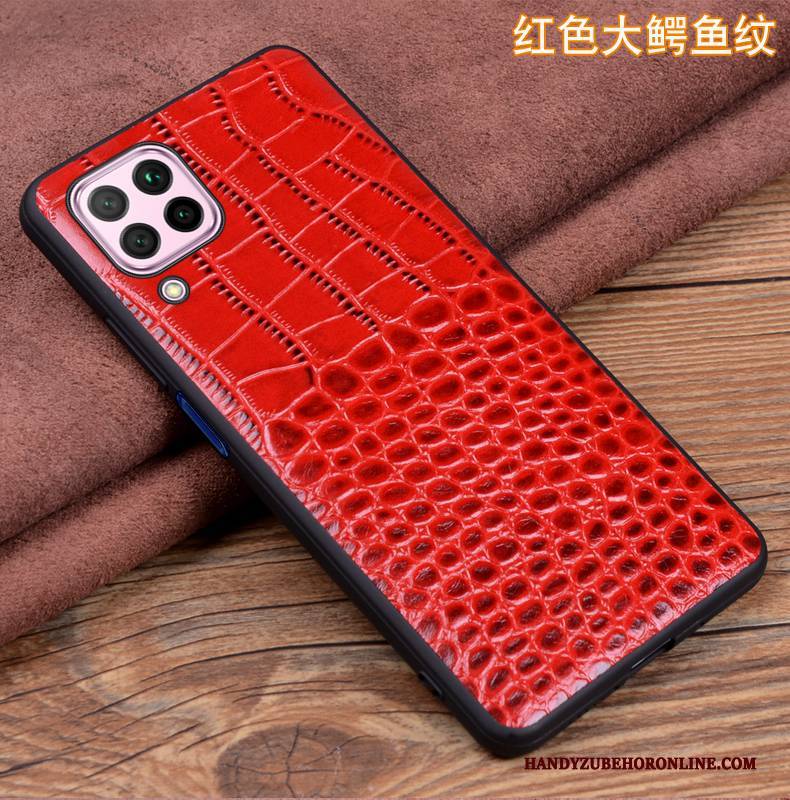 Hülle Huawei P40 Lite Taschen Angepasst Jugend, Case Huawei P40 Lite Lederhülle Business Netto Rot