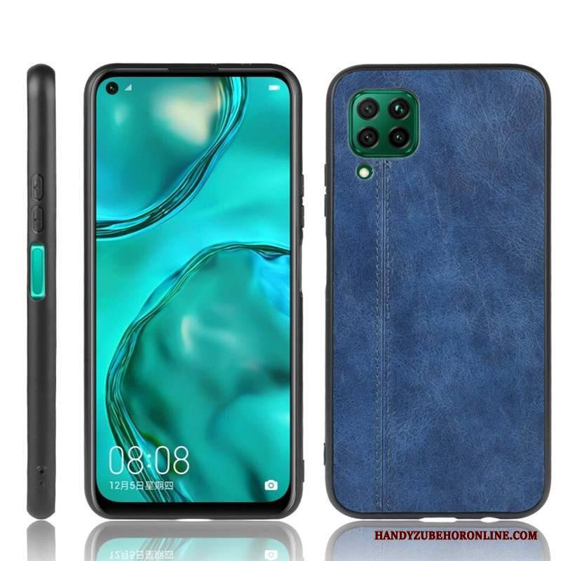 Hülle Huawei P40 Lite Taschen Blau Einfach, Case Huawei P40 Lite Schutz Handyhüllen