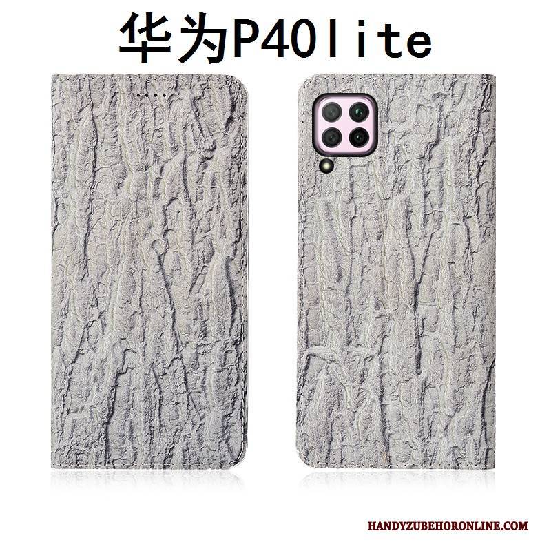 Hülle Huawei P40 Lite Weiche Grau Handyhüllen, Case Huawei P40 Lite Lederhülle Neu Anti-sturz