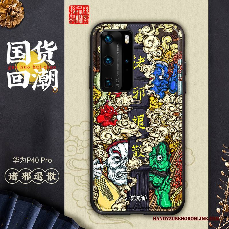 Hülle Huawei P40 Pro Farbe Persönlichkeit Handyhüllen, Case Huawei P40 Pro Leder Anti-sturz Muster