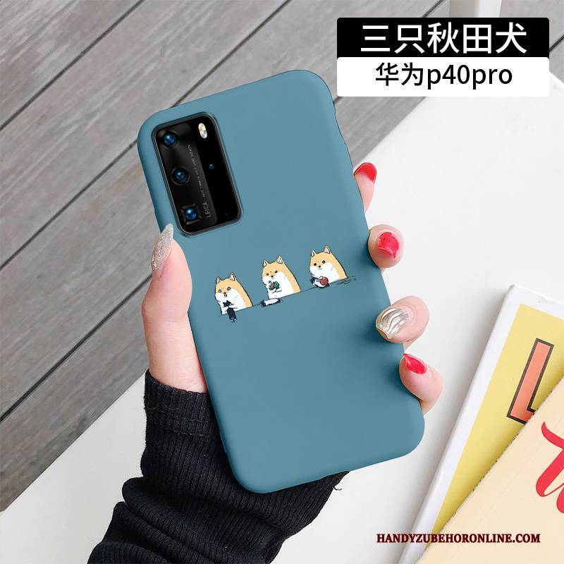 Hülle Huawei P40 Pro Karikatur Grün Nette, Case Huawei P40 Pro Silikon Hund Handyhüllen