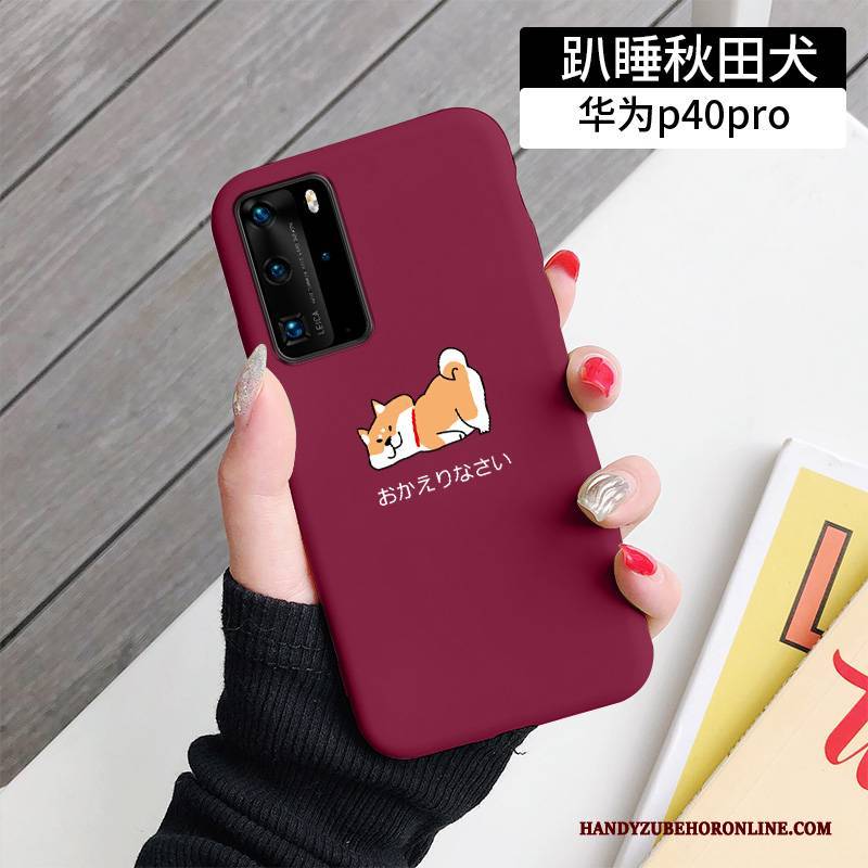 Hülle Huawei P40 Pro Karikatur Grün Nette, Case Huawei P40 Pro Silikon Hund Handyhüllen